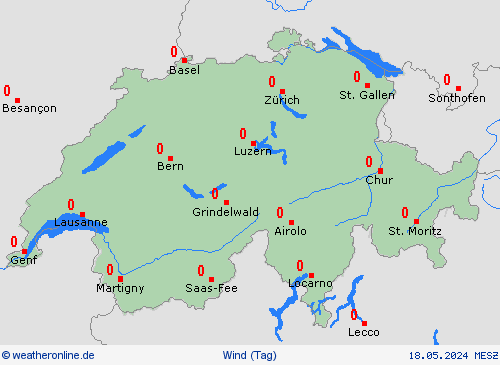 wind Schweiz Europa Vorhersagekarten