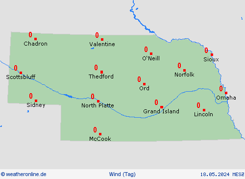 wind Nebraska Nordamerika Vorhersagekarten