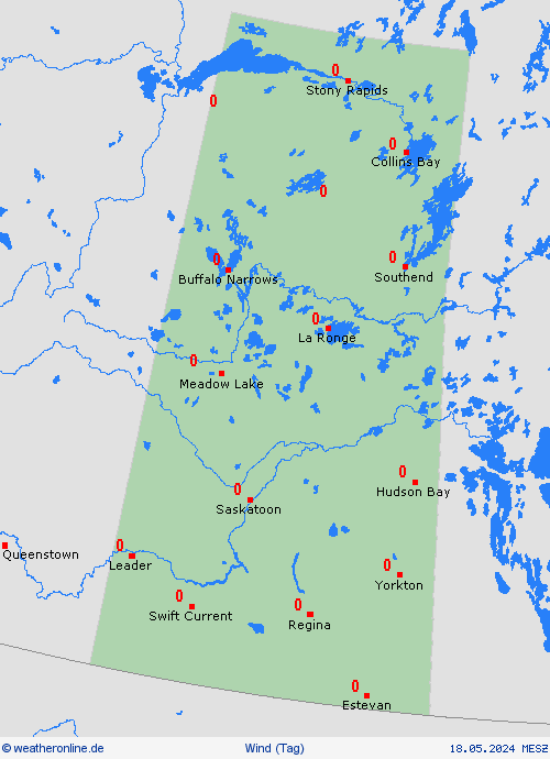 wind Saskatchewan Nordamerika Vorhersagekarten