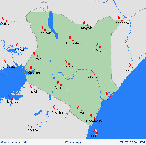 wind Kenia Afrika Vorhersagekarten