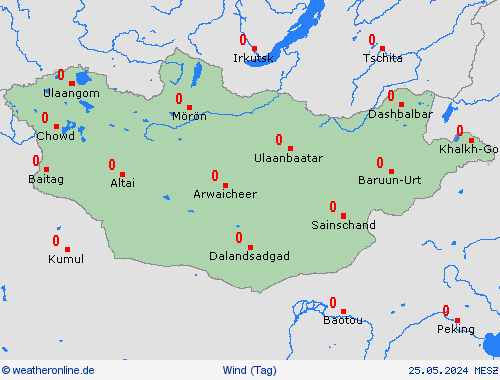 wind Mongolei Asien Vorhersagekarten