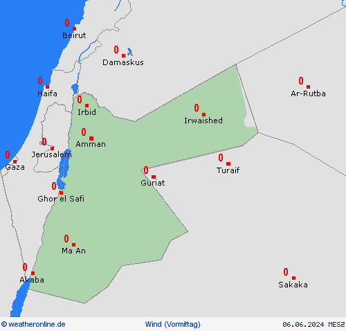 wind Jordanien Asien Vorhersagekarten