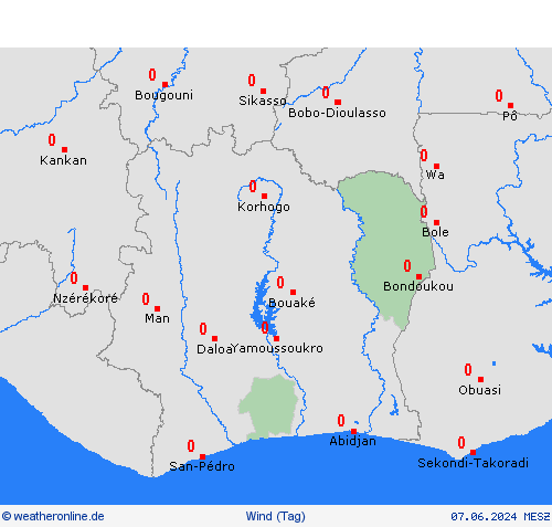 wind Elfenbeinküste Afrika Vorhersagekarten