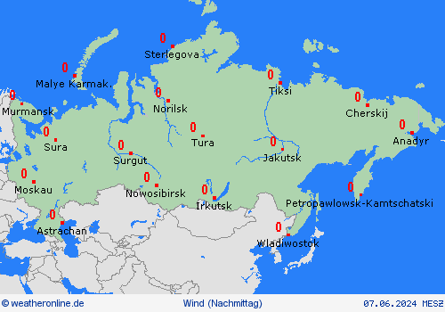 wind Russland Europa Vorhersagekarten