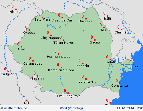 wind Rumänien Europa Vorhersagekarten
