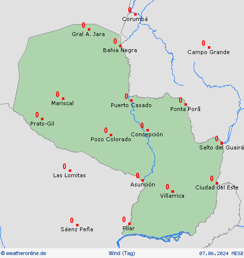 wind Paraguay Südamerika Vorhersagekarten