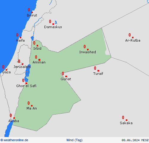 wind Jordanien Asien Vorhersagekarten