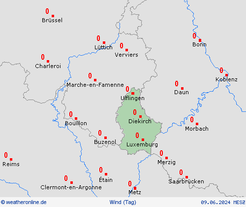 wind Luxemburg Europa Vorhersagekarten