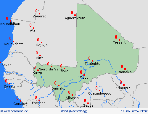 wind Mali Afrika Vorhersagekarten