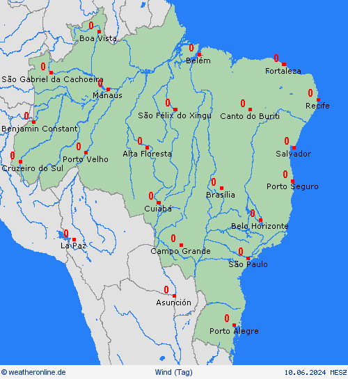 wind Brasilien Südamerika Vorhersagekarten