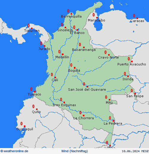 wind Kolumbien Südamerika Vorhersagekarten