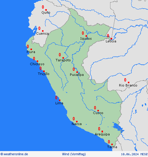 wind Peru Südamerika Vorhersagekarten