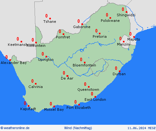 wind Südafrika Afrika Vorhersagekarten