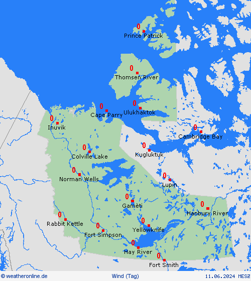 wind Nordwest-Territorien Nordamerika Vorhersagekarten