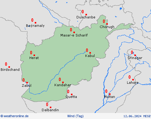 wind Afghanistan Asien Vorhersagekarten