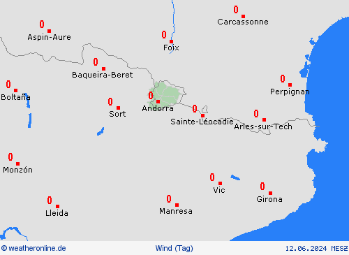 wind Andorra Europa Vorhersagekarten