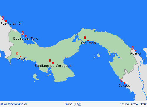 wind Panama Mittelamerika Vorhersagekarten