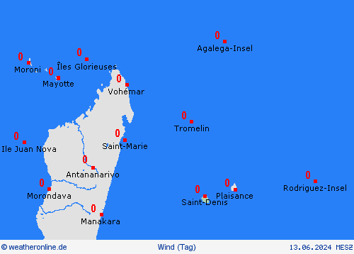 wind Réunion Afrika Vorhersagekarten