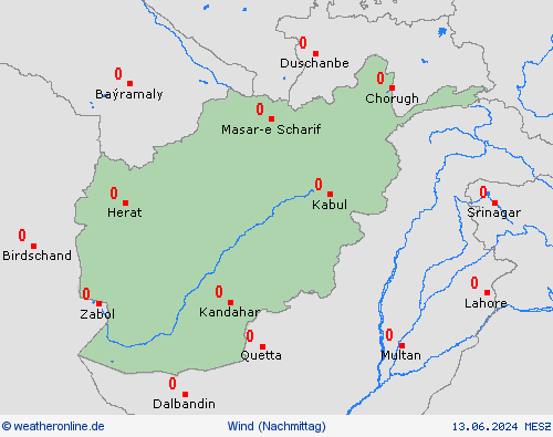 wind Afghanistan Asien Vorhersagekarten