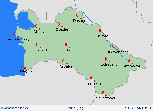 wind Turkmenistan Asien Vorhersagekarten