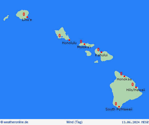 wind Hawaii Nordamerika Vorhersagekarten