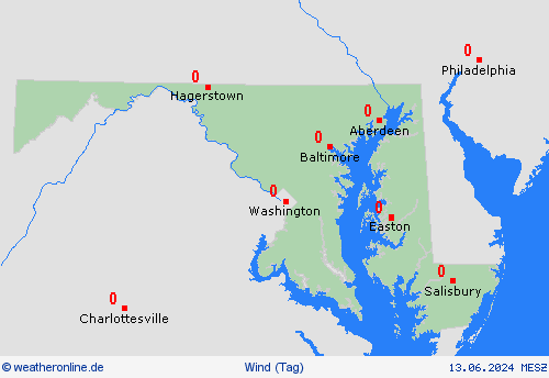 wind Maryland Nordamerika Vorhersagekarten