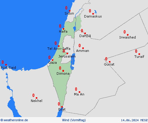 wind Israel Asien Vorhersagekarten