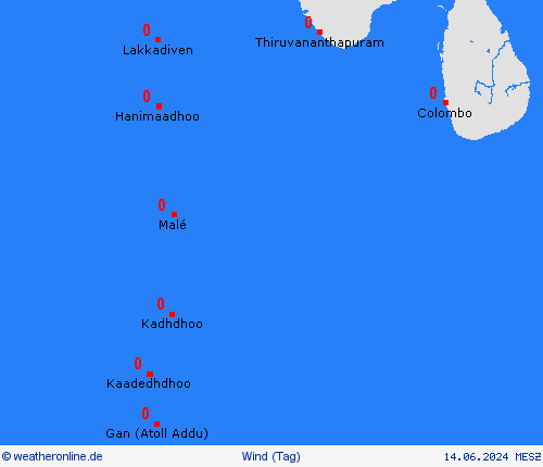 wind Malediven Asien Vorhersagekarten