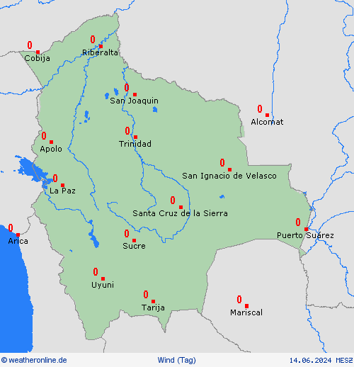 wind Bolivien Südamerika Vorhersagekarten