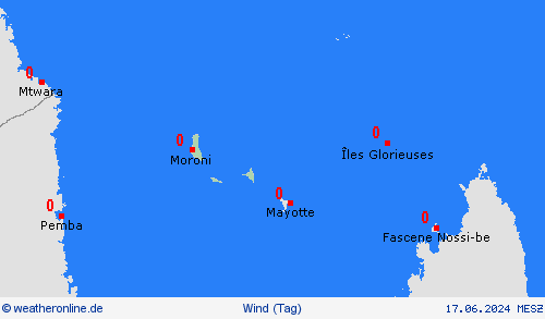 wind Komoren Afrika Vorhersagekarten