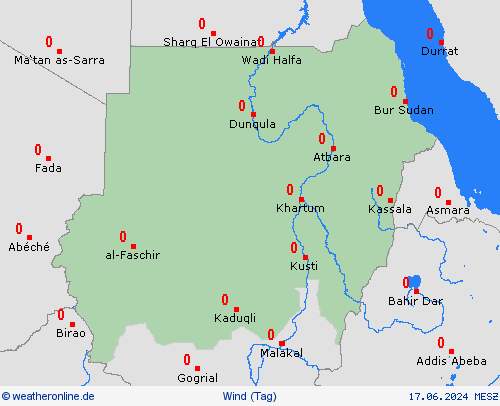 wind Sudan Afrika Vorhersagekarten