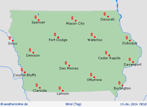 wind Iowa Nordamerika Vorhersagekarten