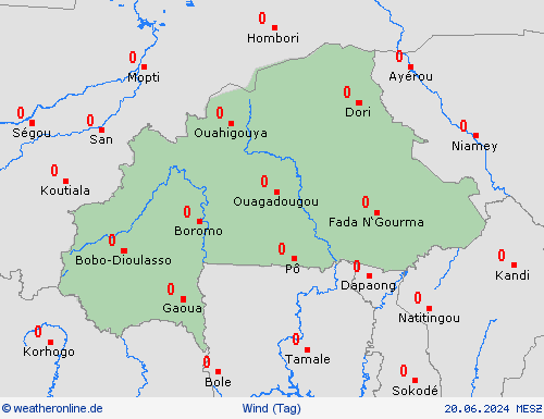 wind Burkina Faso Afrika Vorhersagekarten