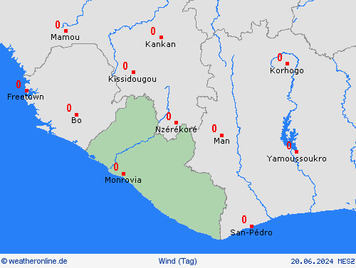 wind Liberia Afrika Vorhersagekarten