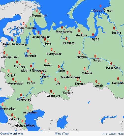 wind Russland Europa Vorhersagekarten